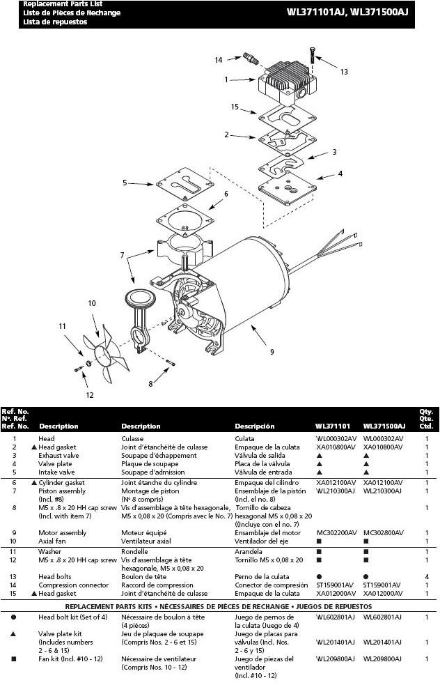 CAMPBELL HAUSFELD AIR COMPRESSOR PUMP PARTS